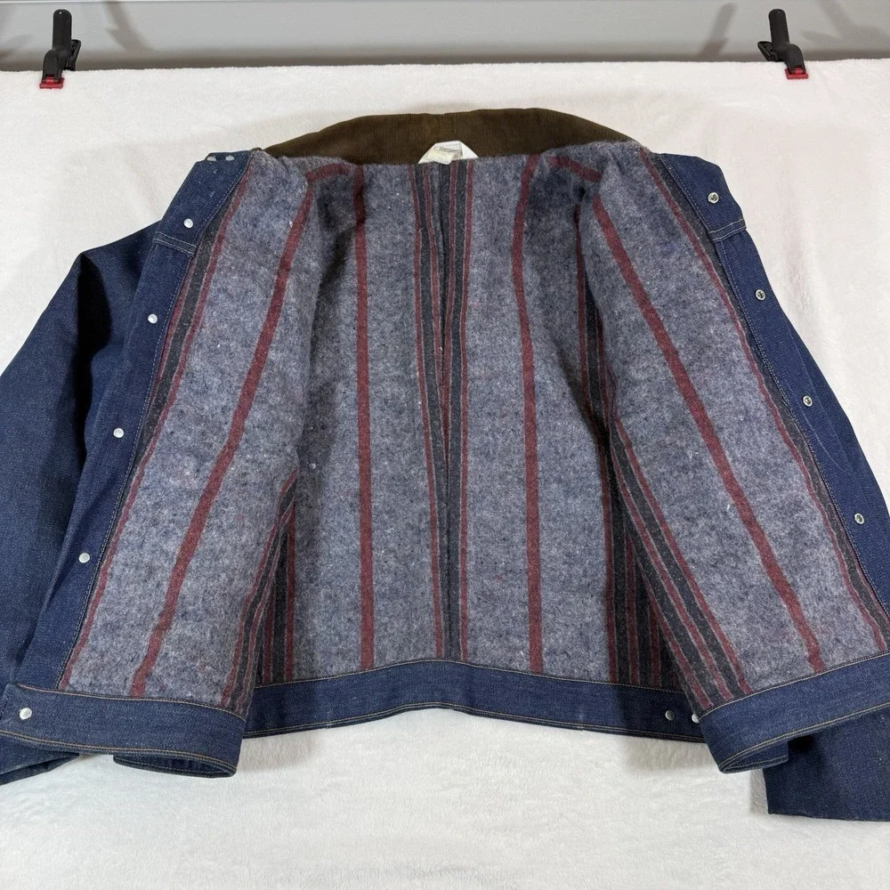 Vtg Key Imperial Blanket Lined Denim Snap Jacket Sz‎ 48R Made In USA Workwear